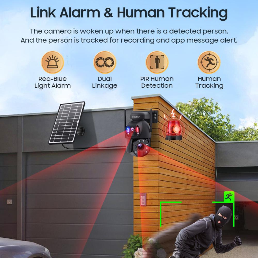 10x/20x Zoom 4G/WIFI Solar Powered Camera, HD Night Vision Security Camera, Solar Panel, PIR Human Motion Detection Monitor