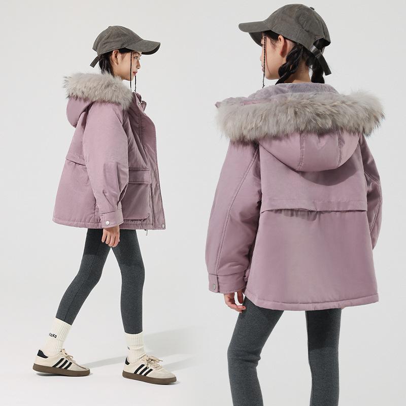 Sangluo Girls' Parka: Stylish & Warm Velvet-Lined Cotton Jacket for Winter 2025