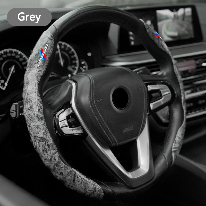 HINW3 2Pcs Car Non-Slip Steering Wheel Cover Protection Accessory For BMW Performance M Power E36 E39 E46 E53 E90 M3 M5 X1 X3 X5 X6 X7