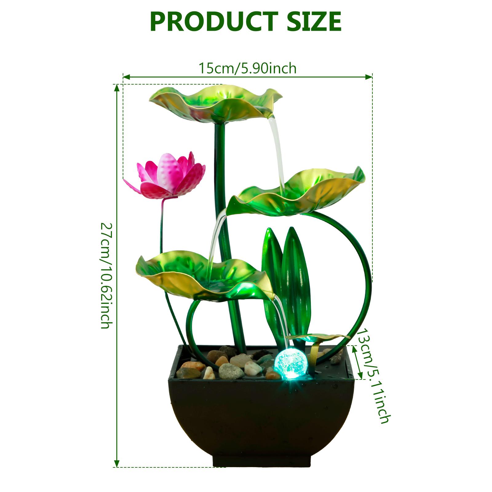 

Tabletop Water Fountain USB Powered Tabletop Fountain with LED Ring Lights Decor Zen Flowing Water Ornaments for Home Office