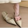 Women Pointed Toe Slippers Mid Heels Fashion Elegant Mules Shoes Summer Dress Sexy Sandals Trend Brand Women’s Pumps Slingbacks