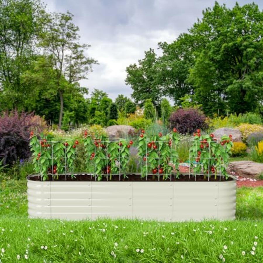 Raised Garden Bed Kit 8×2×1.4 FT Magnesium-Aluminum-Zinc Stainless Steel Metal Planter Box for Planting Outdoor Plants Vegetabl