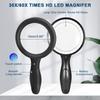 Large Magnifying Glass with Light, 60X 30X Handheld Rechargeable Illuminated  Vision Aid Magnifier for Seniors Reading