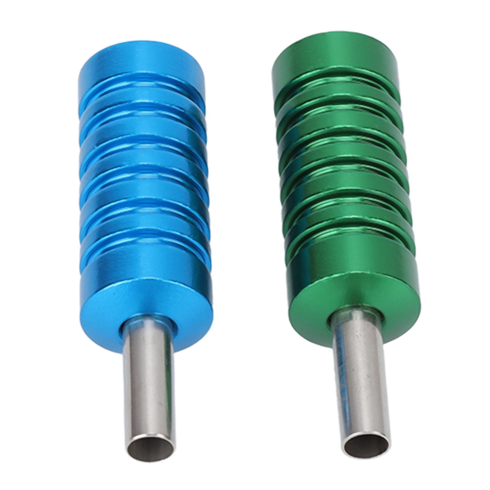 

2pcs Aluminum Alloy Tattoo Machine Grip Prevent Slip Tattoo Handle Grips Green Blue 2.1cm Diameter