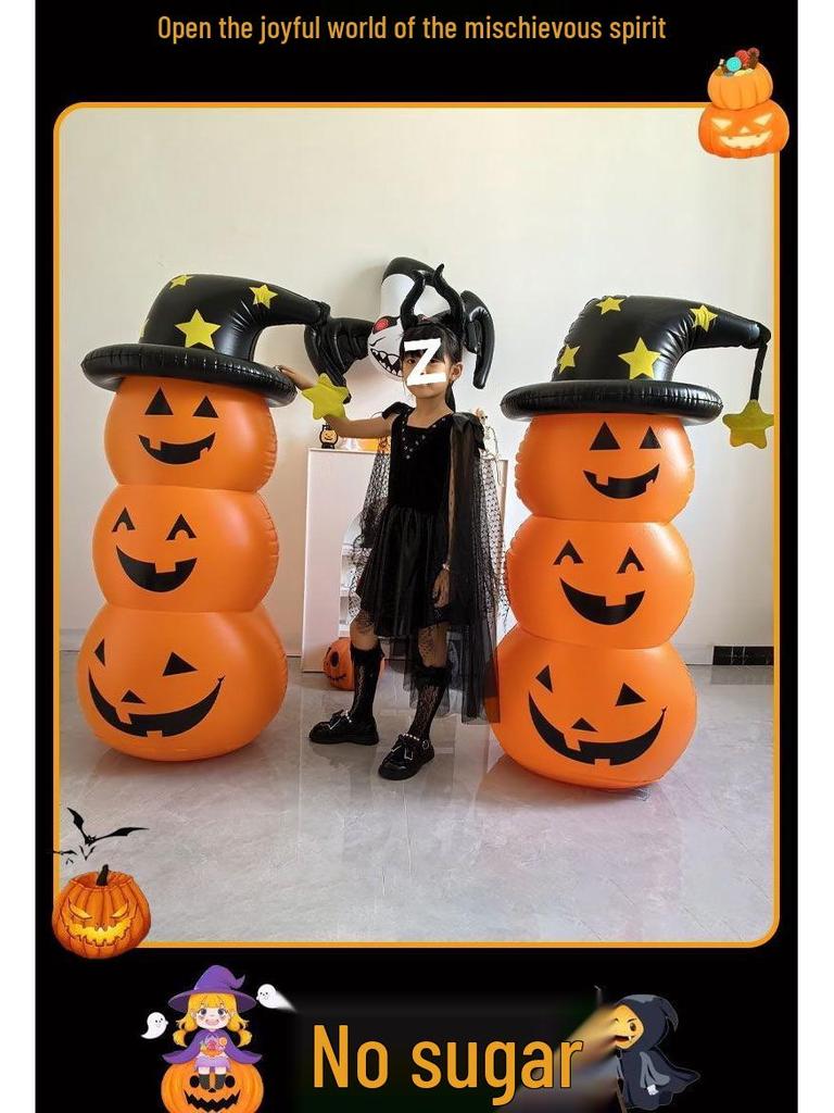 Halloween Pumpkin Ghost Inflatable Lantern for Decor & Costumes