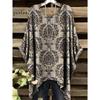 Damenbekleidung Bohemian Floral Tunika Übergröße Damen Bohemian Floralprint Tunika T-Shirt Kurzarm O-Ausschnitt Freizeitkleidung