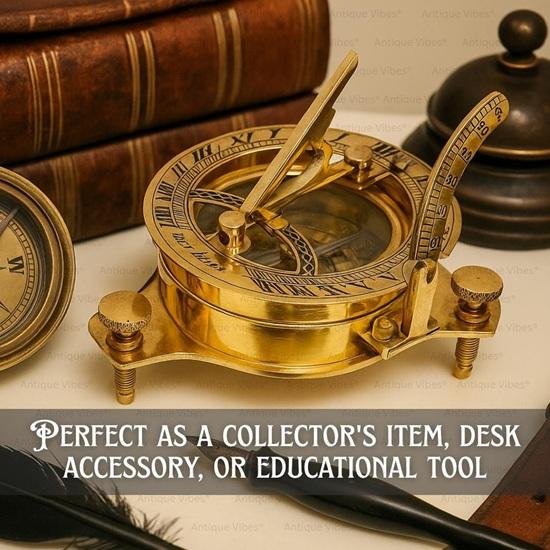 Brass Handmade Sundial Compass Nautical Maritime Decor Gift For Him, Her