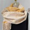 Women's Cute Bear Printed Faux Cashmere Scarf with Tassel Korean Style Versatile Warm Shawl for Winter