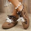 Women's 2025 Spring/Autumn Retro Flat Retro Leopard Print Breathable Casual Shoes with Two-Tone Shoelaces