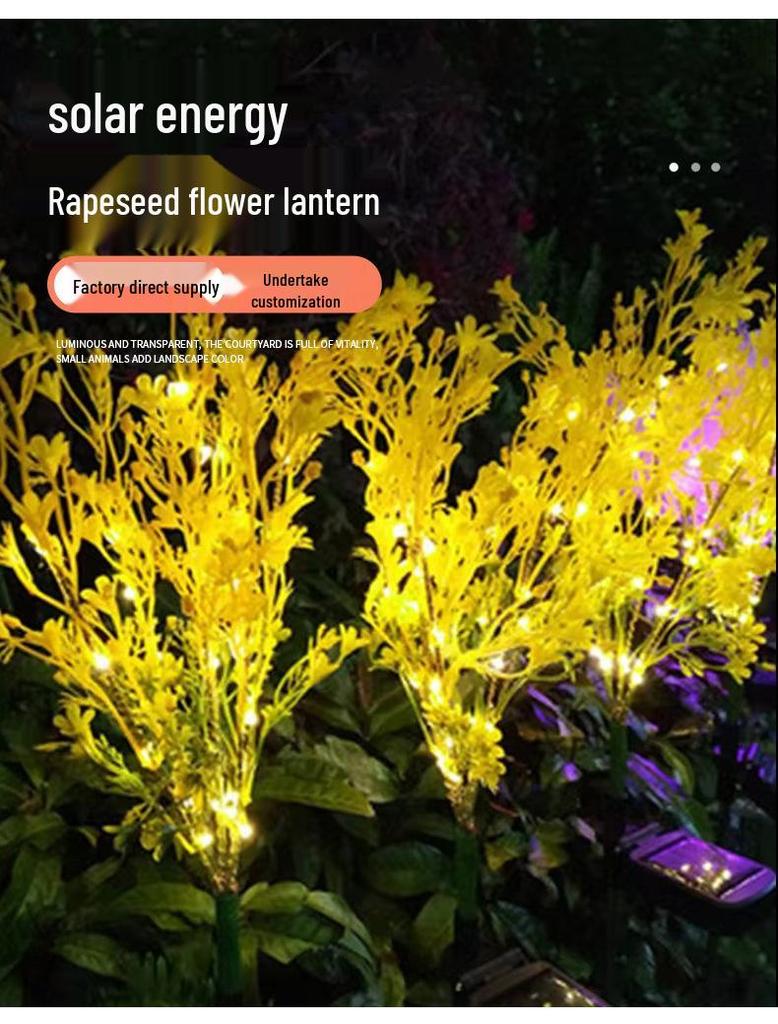 Solar Rapeseed Flower Garden Light for Courtyard, Lawn, Park, and Villa Lighting