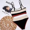 Push Up Swimsuit Female Patchwork Swimwear For Women Bathing Suit High Waist Bikini Set Sport Wear