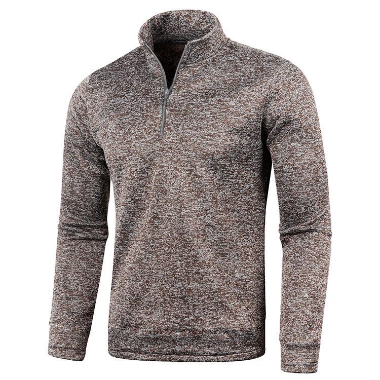 Men's High Collar Solid Color Zipper Sweatshirt Jacket