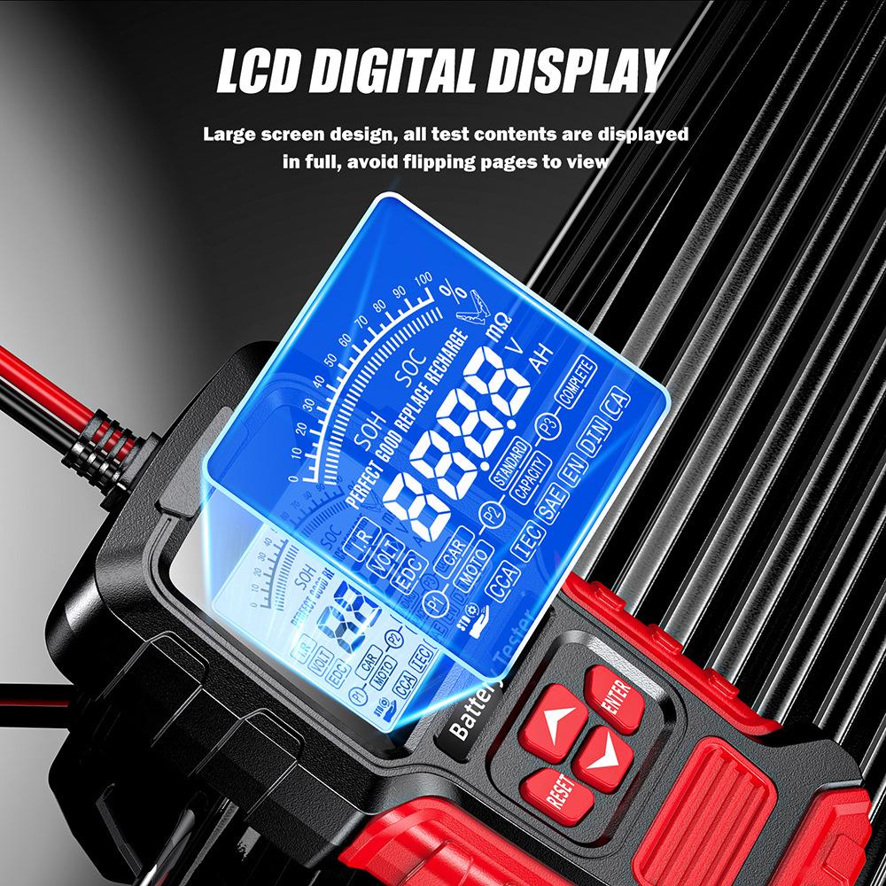 12/24V Lead-Acid Battery Tester with LCD Display for Cars and Motorcycles