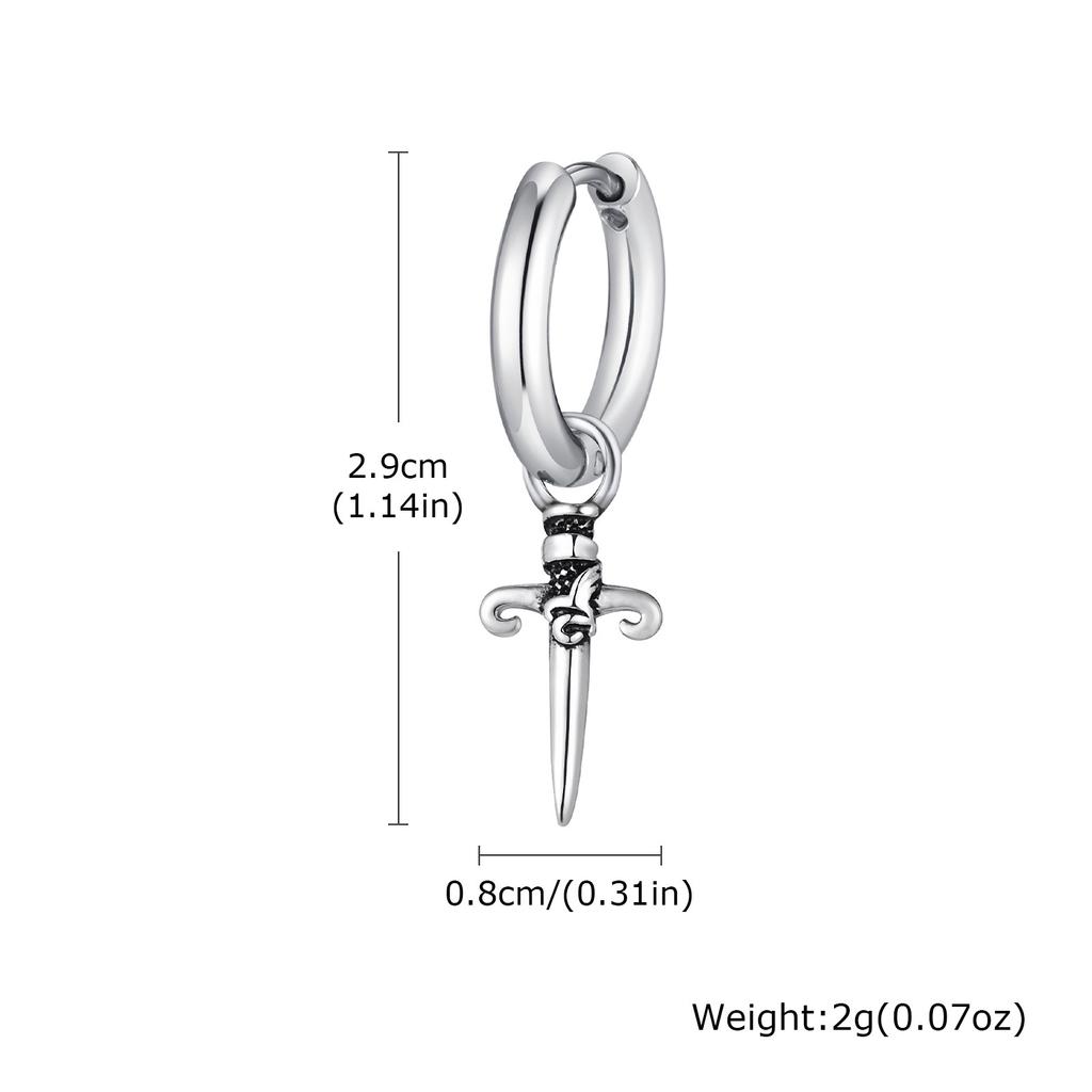 Gothic Sword Shaped Hoop Earrings for Men Boys,Stainless Steel Cross Earrings,Rock Punk Jewelry Anniversary Birthday Gifts
