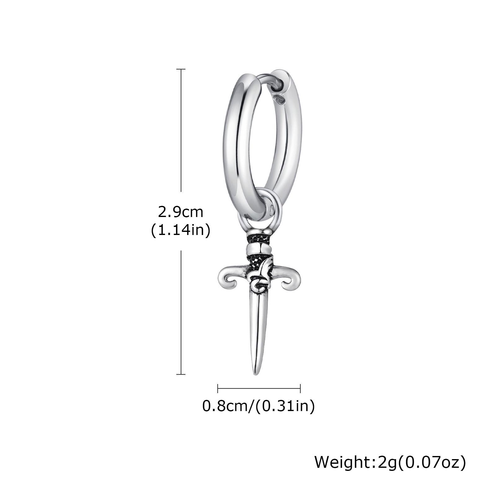 Gothic Sword Shaped Hoop Earrings for Men Boys,Stainless Steel Cross Earrings,Rock Punk Jewelry Anniversary Birthday Gifts