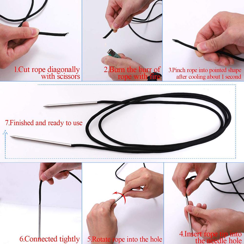7pcs Paracord Knitting Tool Set With Box Stainless Steel Parachute Cord Needles Bracelets Kit For Laces Strings Leather Weaving