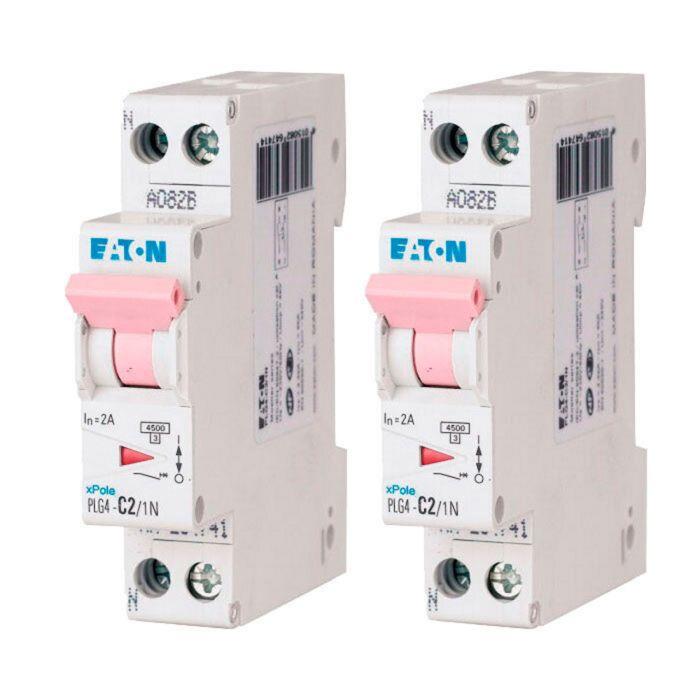 Lot de 2 disjoncteurs 2a plg, ph+n 4,5ka (en 60898) courbe c
