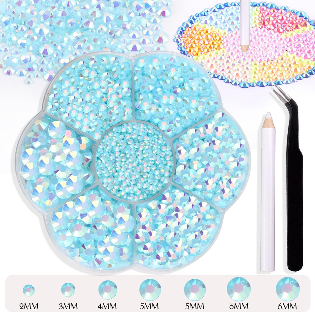 7 Grid Plum Blossom Boxed Resin Flat Bottom Nail Art Jewelry Jelly Diamond Violent Bear Ab Rhinestone Diy Clothing Diamond Sticker