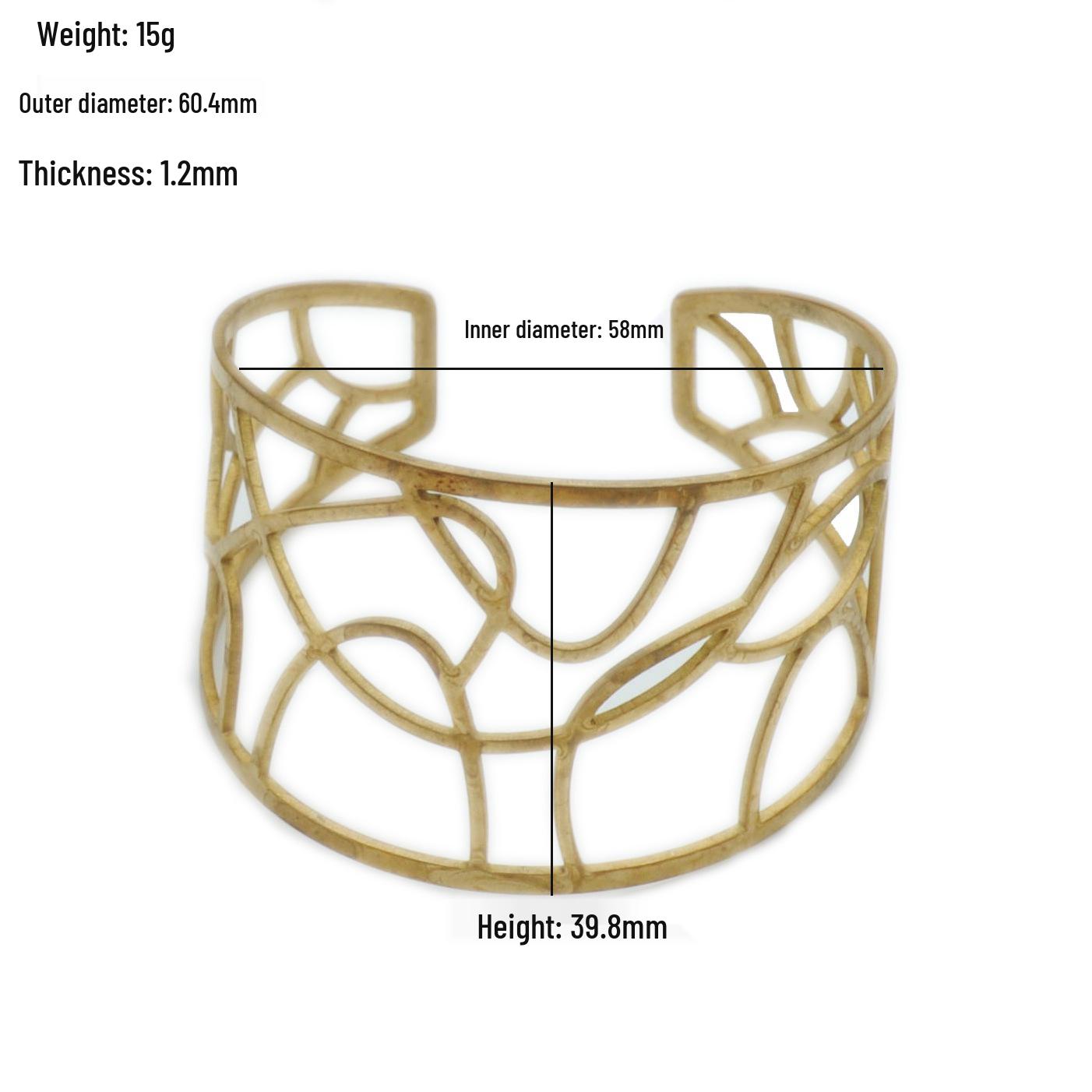 Personalized Hollow Wide Brass Half-Open Arm Bracelet