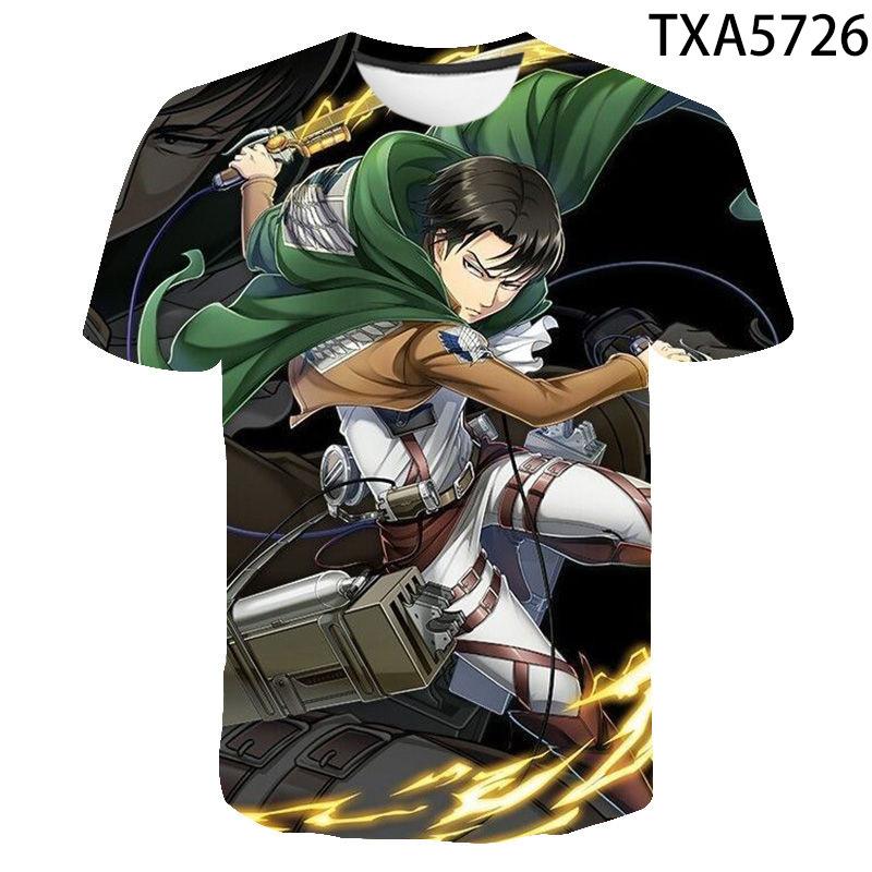 Attack On Titan Levi Ackerman 3D Print T-Shirt, High Quality Polyester Short Sleeve, Fashion Streetwear Casual Daily Wear