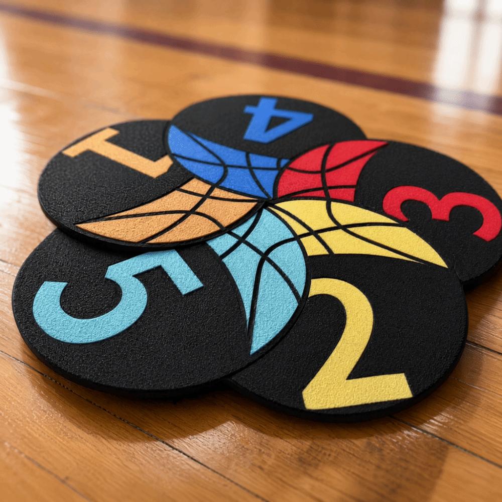 6PCS Rubber Basketball Spot Marker Anti-Slip Numbered Practice Mats  Basketball Dribbling