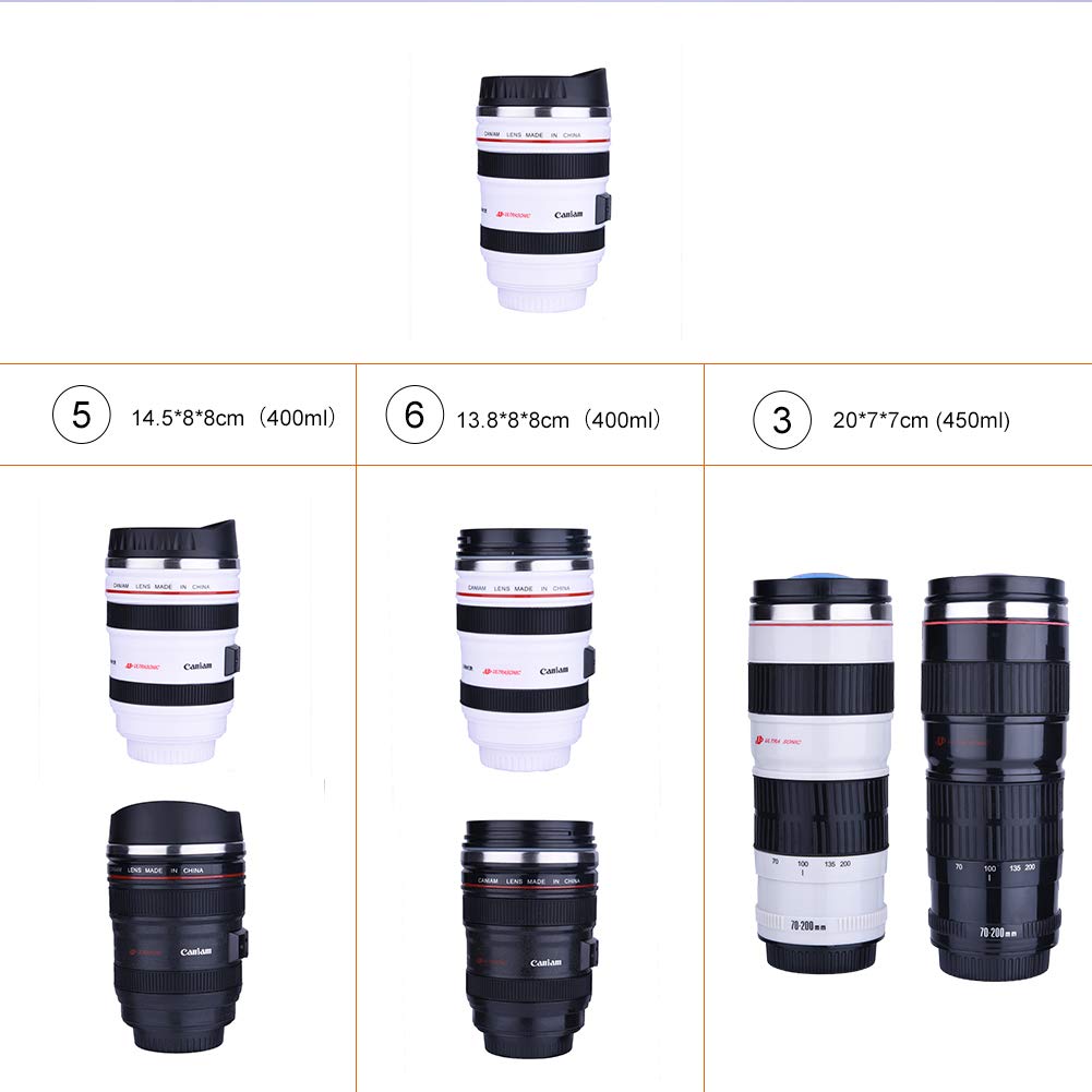 400ml hrnek na objektiv fotoaparátu termohrnek izolační hrnek na objektiv fotoaparátu kompatibilní s horkým vyzvednutím na cesty cestovní kancelář domácí ve tvaru čočky ve tvaru zrcadlovky