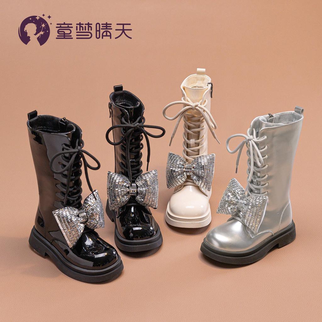 Girls Boots 2025 New Spring and Autumn Children's Boots Leather Boots Black High Boots Girls Boots Autumn Single Boots