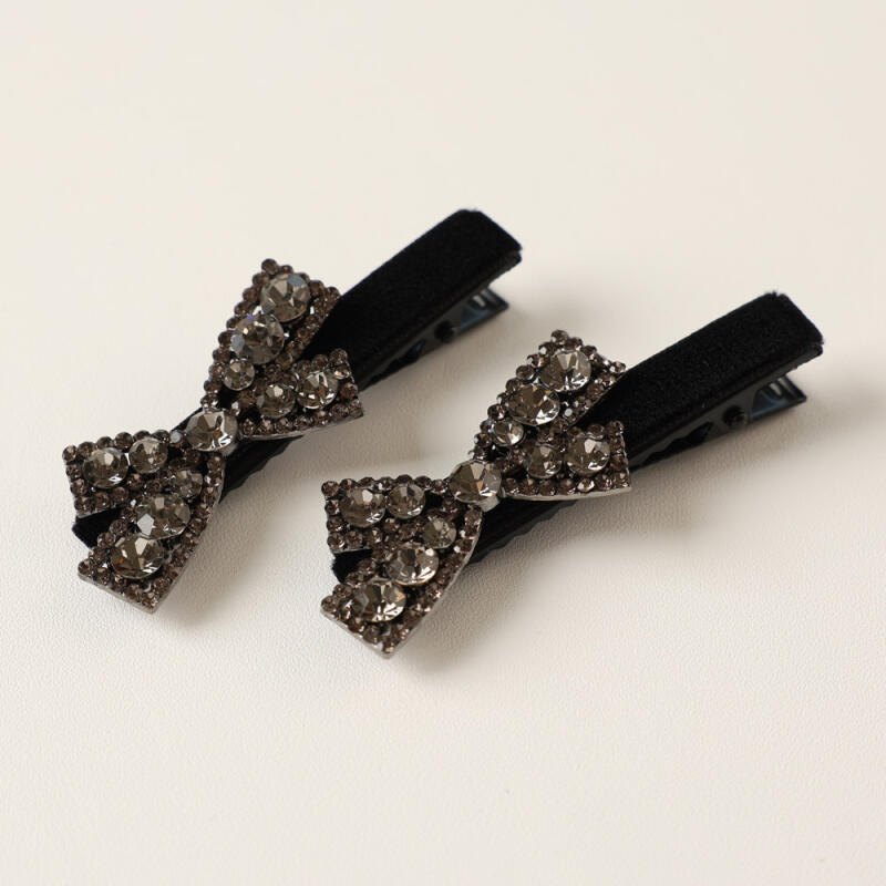 Maniel Black Velvet Ribbon Cubic Hairpin A-277