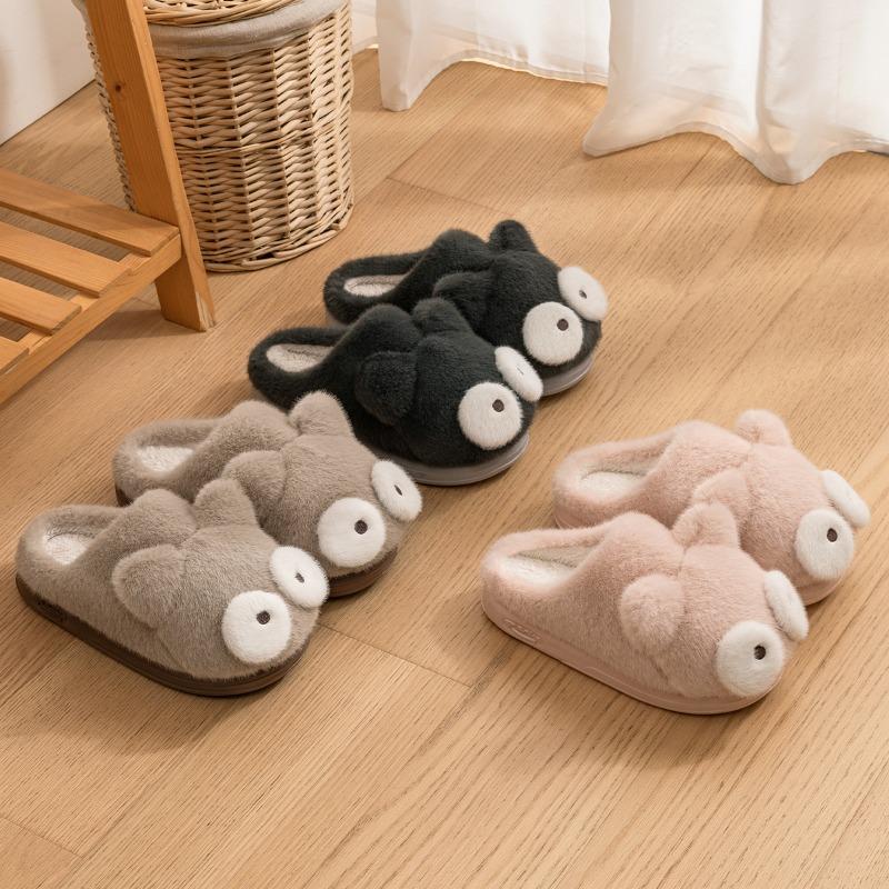 Cute cotton slippers women's winter new indoor home thick bottom warm outdoor slippers men's winter