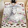 1PC Floral Cow Animals Print FlAannel Blanket, High quality Comfortable for All Seasons, Home Decor, Warmth and Comfort