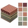 Pachet de 10 Bucăți de Materiale Textile de Crăciun cu Modele de Brad și Carouri pentru Quilting, Cusut, Patchwork