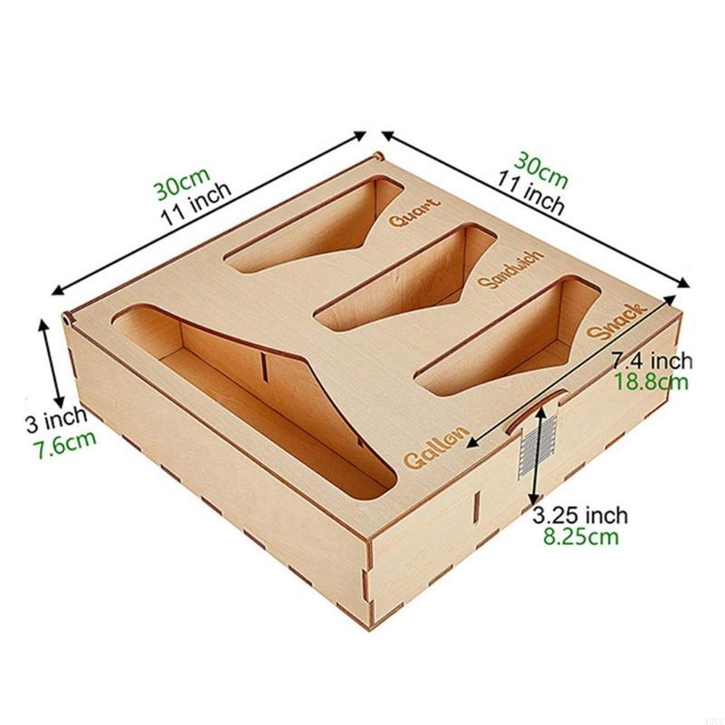 Plastic Wrap Storage Box Basswood Plywood Storage Box Kitchen Drawer Bag Storage Bag Self-Sealing Bag X3UC