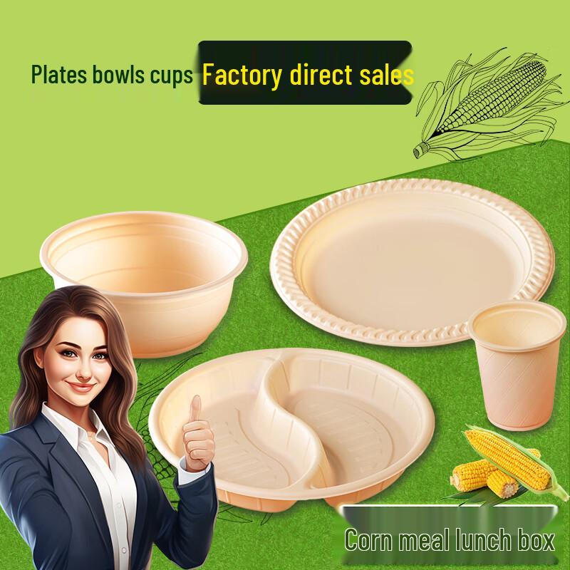 Eco-Friendly Biodegradable Corn Starch Disposable Round Plates