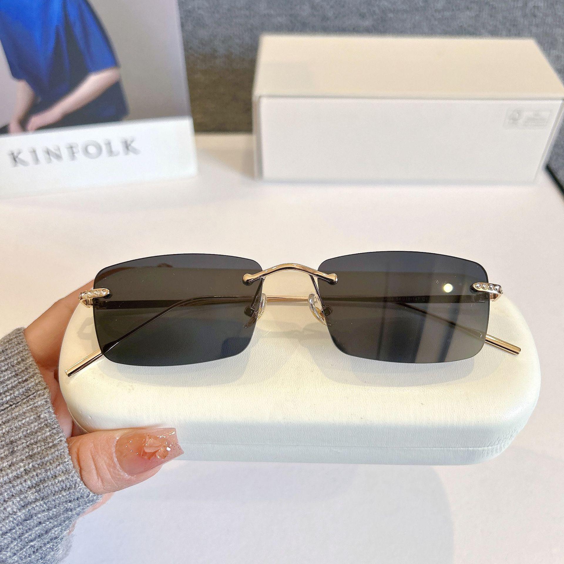 

2026 Frameless Cut-Edge Square Sunglasses for Women with Rhinestone, Trendy Fashion Eyewear