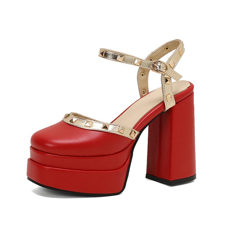 Women's High-heeled Sandals Spring and Summer New Sexy European and American Style Waterproof Table Thick Heel Large Size Roman Sandals