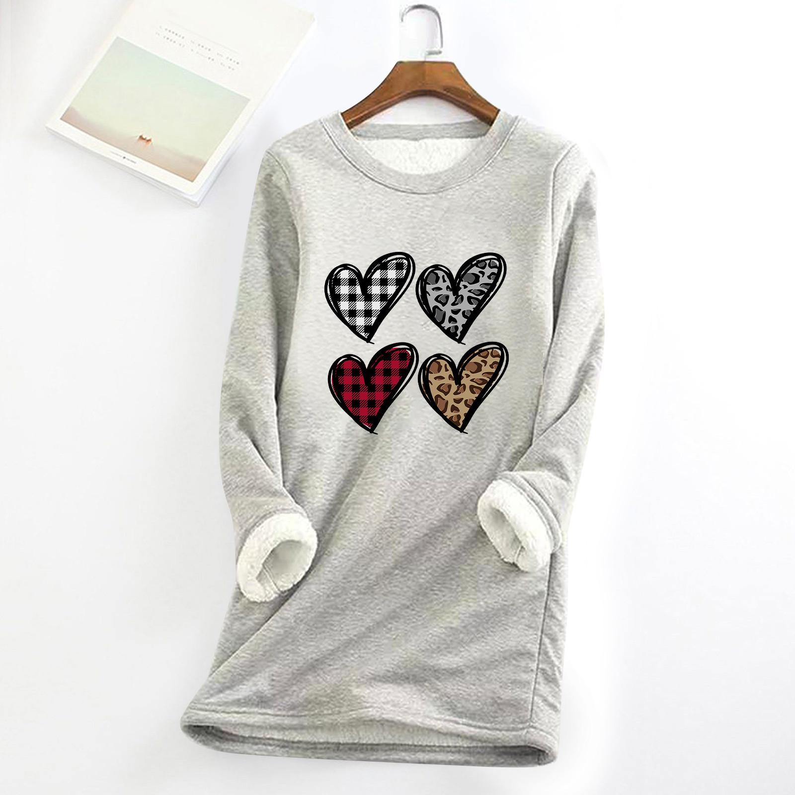 

Women Thick Sweatshirt Winter Velvet Warm Underwear Top M