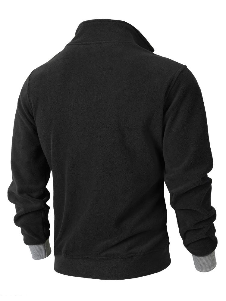 Slim Personality Autumn Winter Casual Stand-up Collar Zip Long-sleeved Pullover Men Moisture Wicking Not Easy To Deform Warmth Heat Breathable Tops