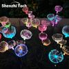 2pcs Outdoor Solar Jellyfish Light, 7 LED Fiber Optic Pathway Lights , for Courtyard, Garden, Villa, Lawn, Waterproof Camping
