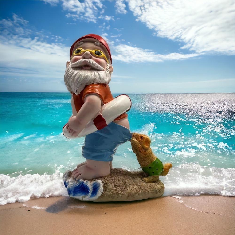 Puppy Bites Gnome Resin Sculpture Outdoor Garden Lawn Fountain Swimming Pool Ornament Bathroom Decoration