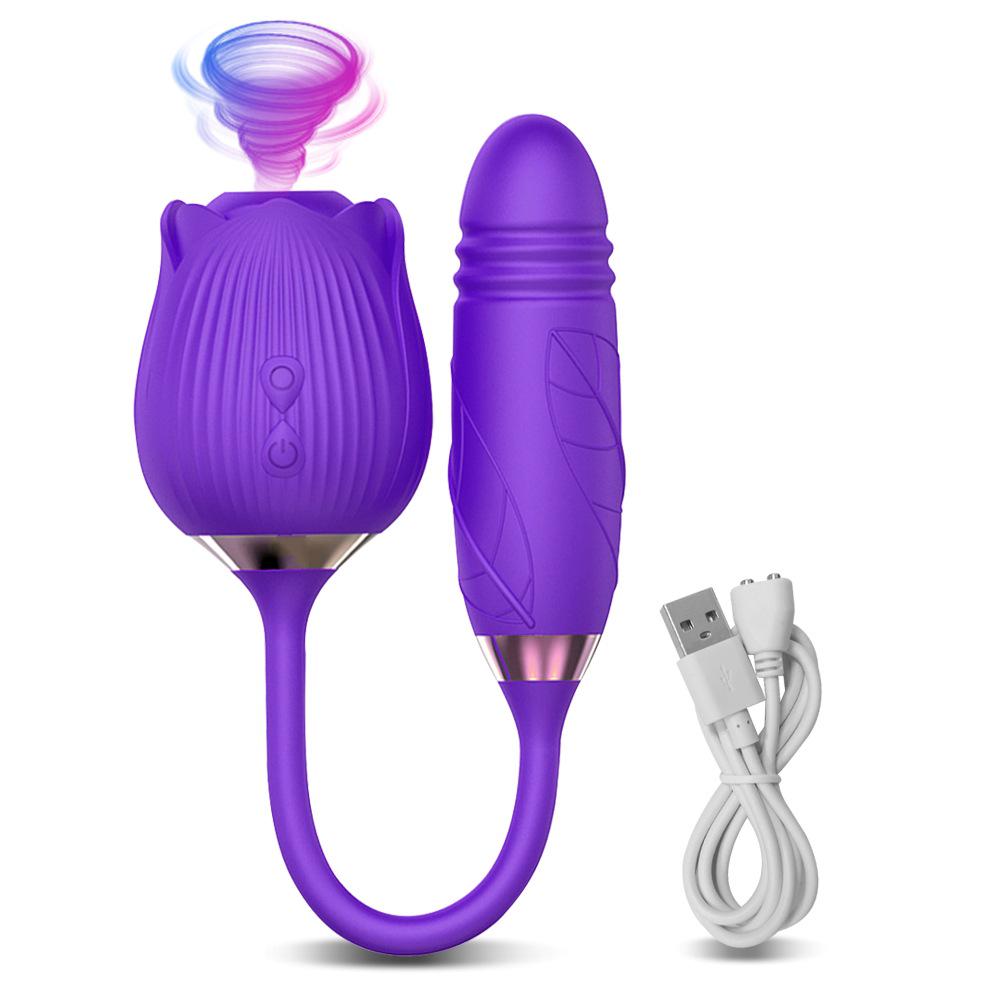 Rose Flower Vibrator: Telescopic Clitoral Stimulator & Suction/Blowing Sex Toy for Women