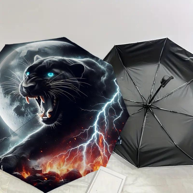 Black Panther Moonlit Storm Umbrella: Automatic Opening & Closing, Outdoor Travel Accessory, Lightweight and Durable
