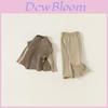 Kids Girls Spring Autumn Korean Style Long Sleeve Pants Set With Soft Acrylic Material For Children Ages 3 To 8