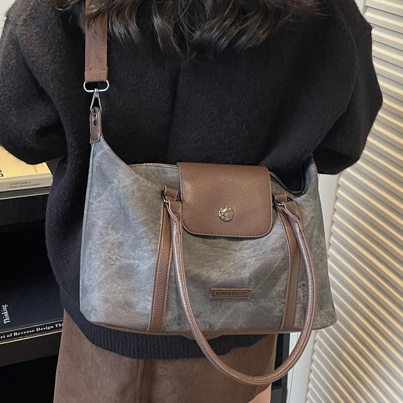 Large Capacity Tote Bag 2025 Women's Korean New Fashion Casual Shoulder Messenger Bag Retro Handbag
