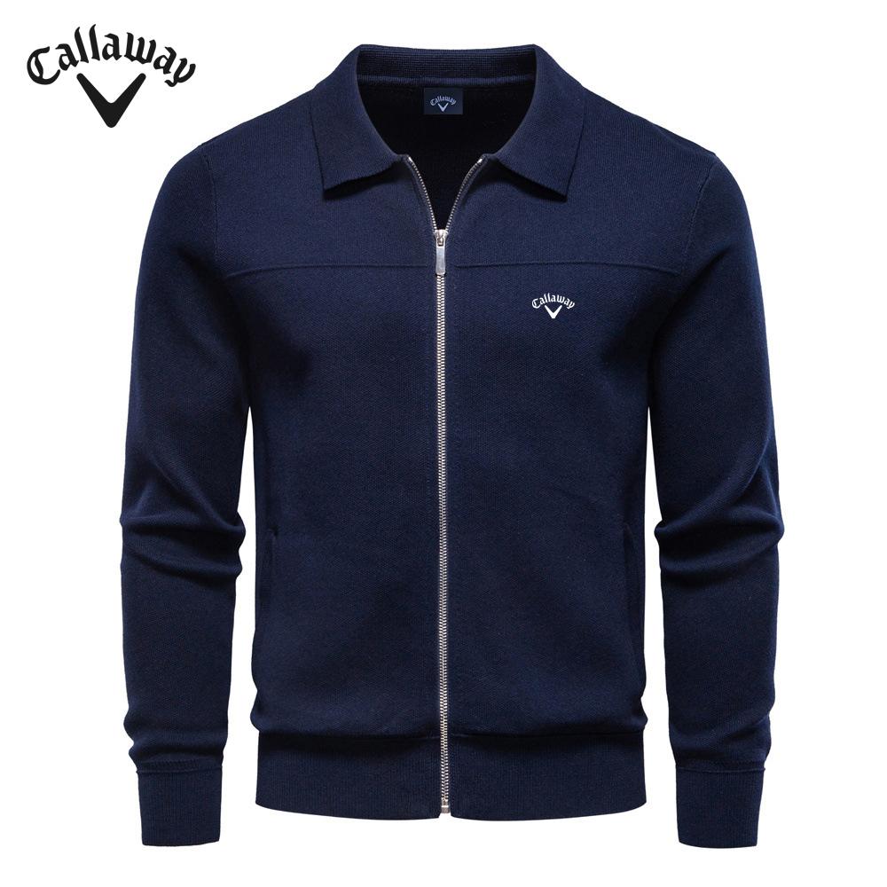 Callaway 2025 Podzim a Zima Výšivka Nová Pánská Evropská Velikost Bunda Svetr Kardigan Pánská Zipová Business Casual Bunda Pánská