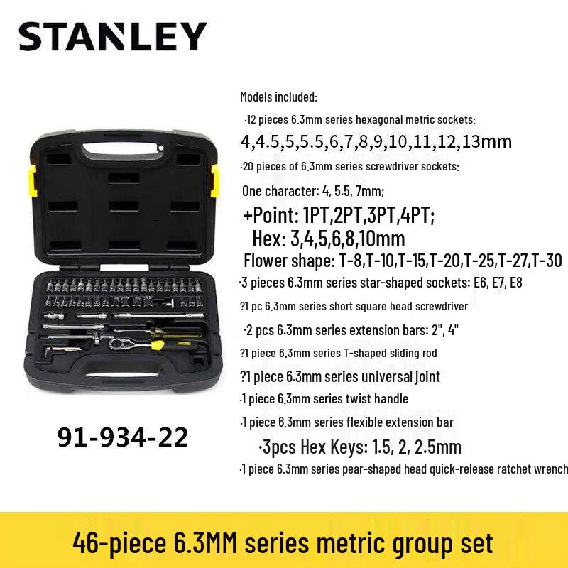 Stanley 46-Piece Metric Ratchet Socket Tool Set
