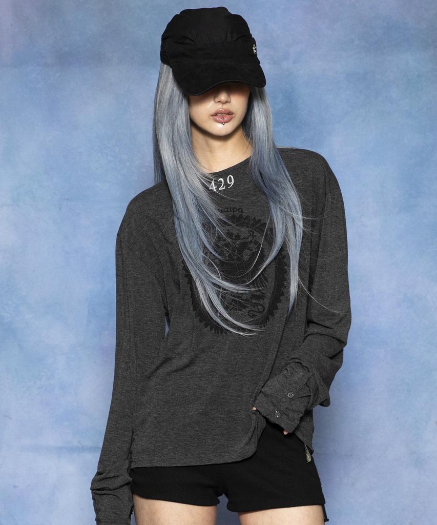 GLACK Gt188 429 Chimera Emblem Vintage Cuff Detail Long Sleeve (Charcoal Gray)