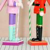 Green And Red Pink Nutcrackers Figurine 38CM Tall Handcrafted Wooden Christmas Ornament For Mantels Shelf Decoration
