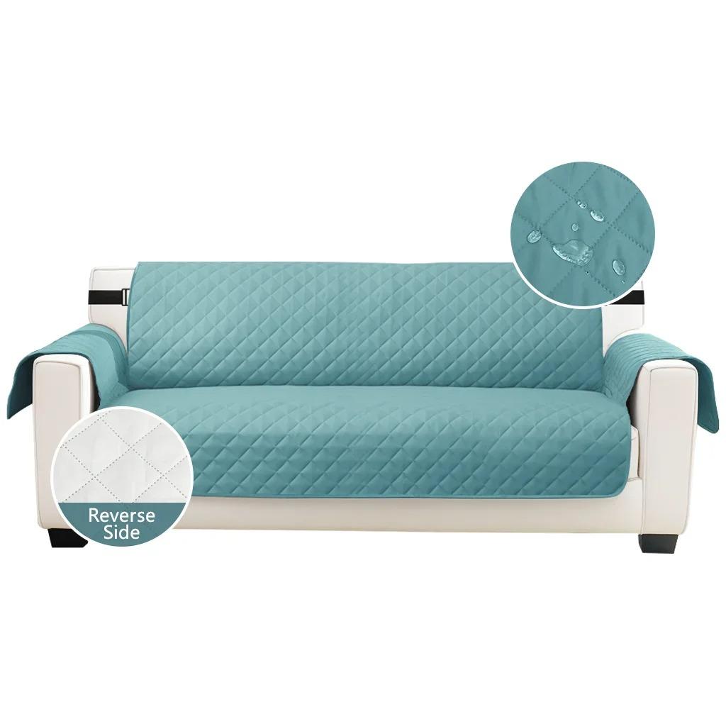 

Waterproof Quilted Sofa Cover Anti-wear Slipcovers W/ Non Slip Elastic Straps Washable Couch Covers for Kids Pets Sofa Protector 1 Seater