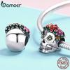 Bamoer Halloween Collection 925 Sterling Silver Flower Skull Charms Colorful Enamel Beads