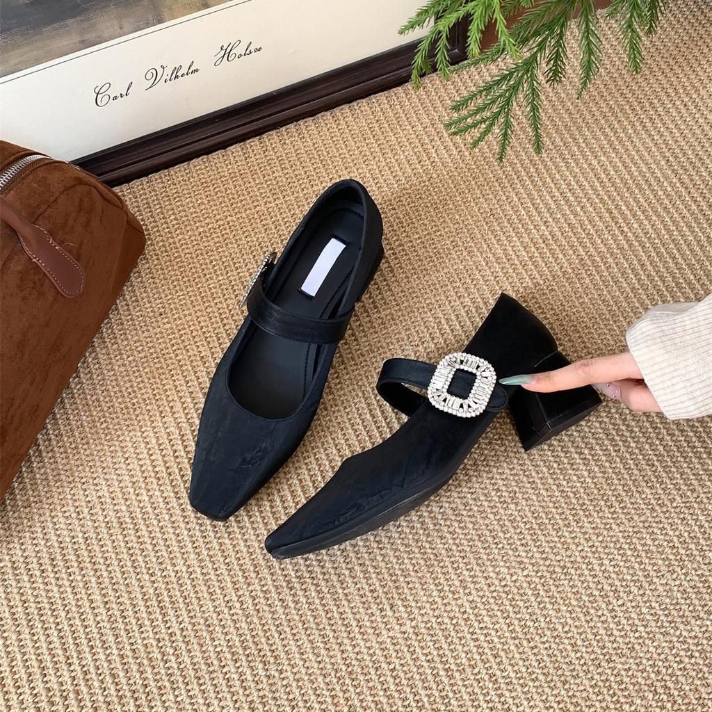 Chinese Style Embroidered High Heels Female Retro Mary Jane Square Head Single Shoes Female Versatile Fairy Style High-end Shoes Female